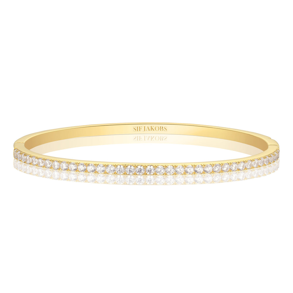 Ellisse Bangle - 18 kt. forgyldt med hvide zirkoner fra Sif Jakobs