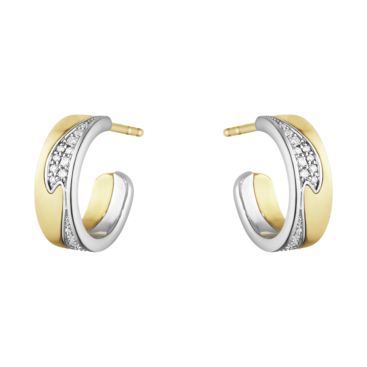 Fusion øreringe med diamanter - hvidguld og guld fra Georg Jensen