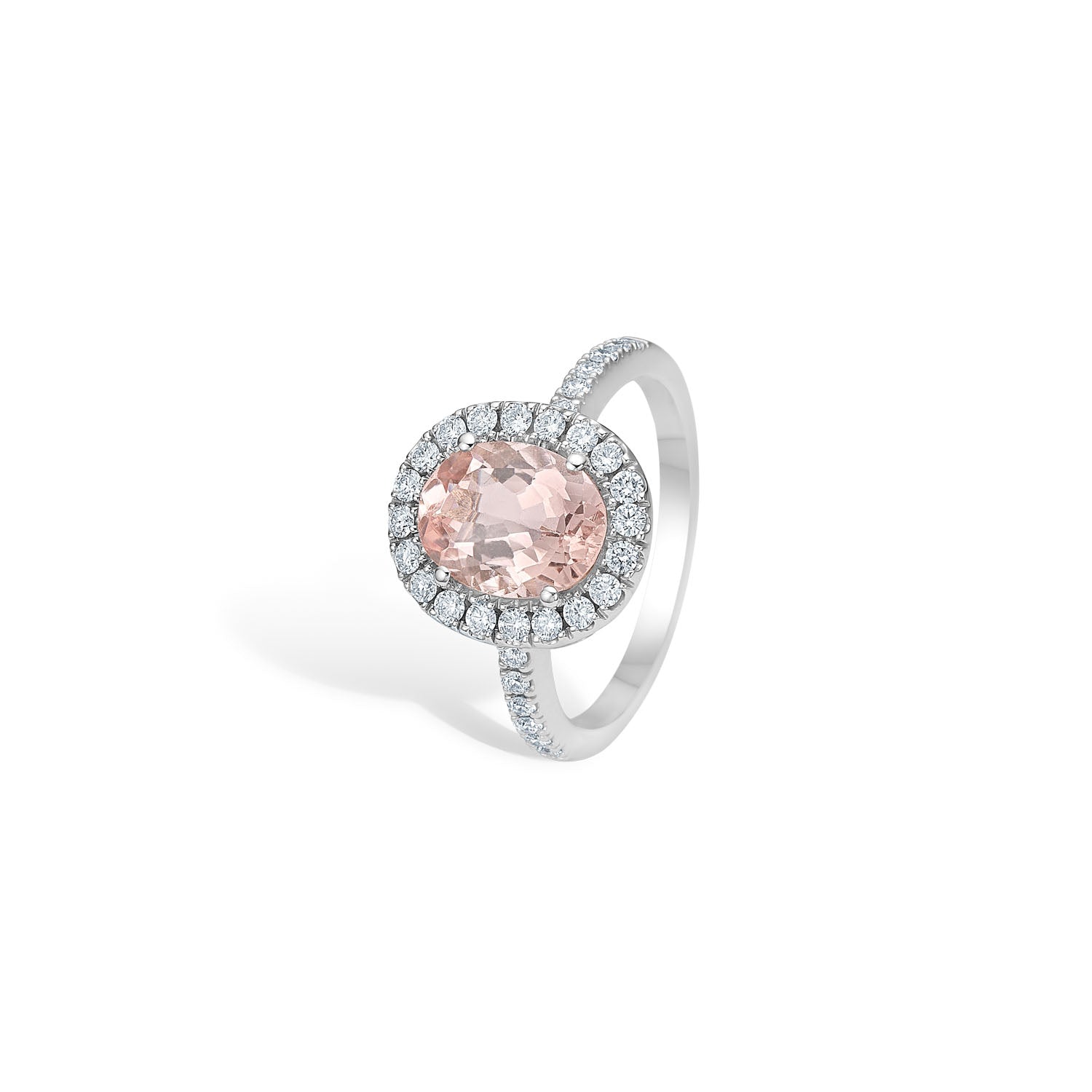 Magnolia Hvidguldsring med diamanter og morganite
