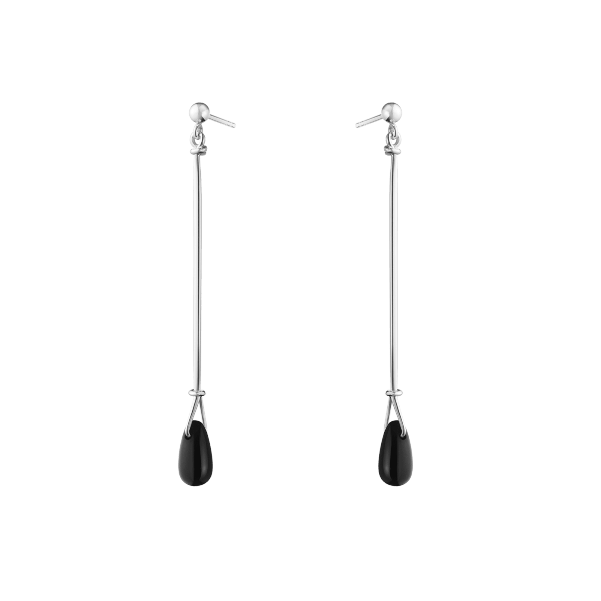 Vivianna Torun lange øreringe - sort agat fra Georg Jensen