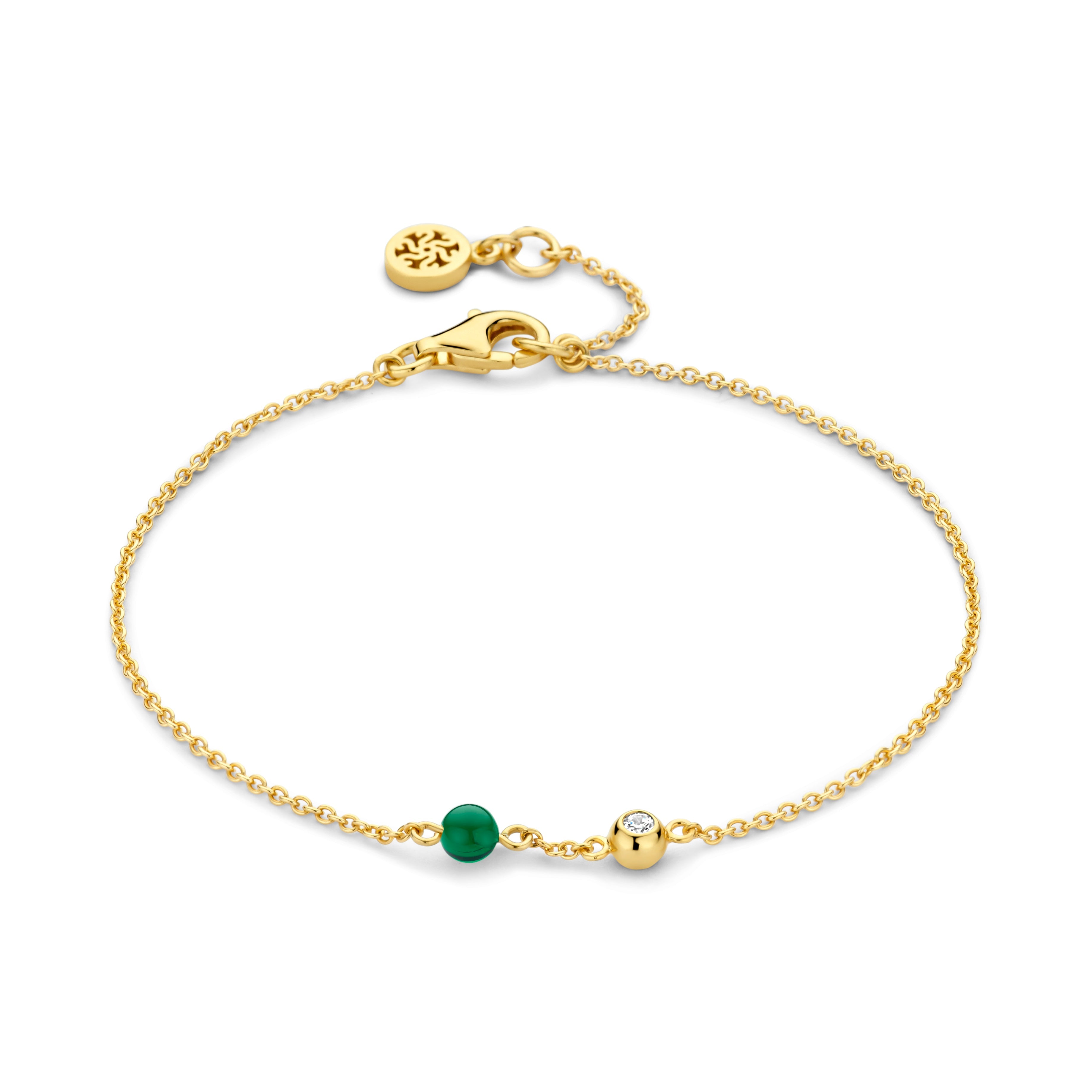 Lucky armbånd - sterlingsølv forgyldt grøn fra Spirit Icons