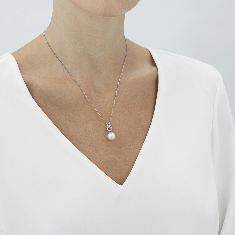 Magic halkæde med perle og diamant - hvidguld fra Georg Jensen