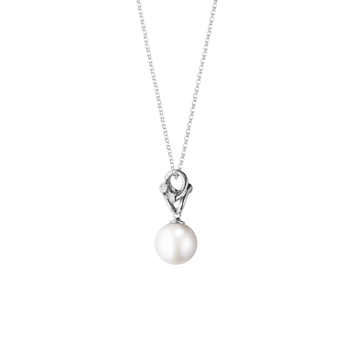 Magic halkæde med perle og diamant - hvidguld fra Georg Jensen