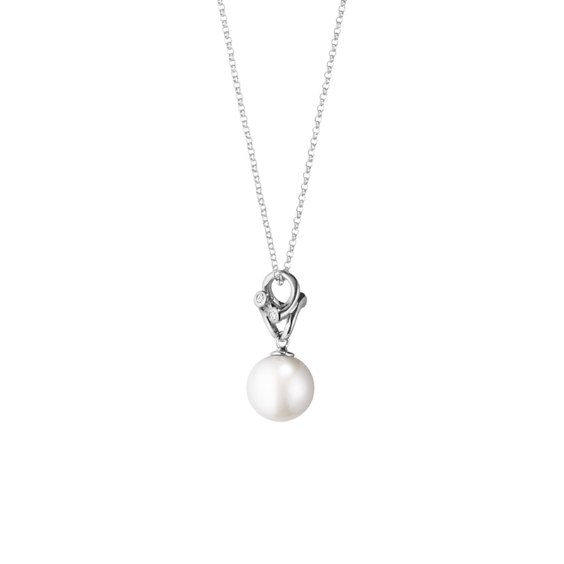 Magic halkæde med perle og diamant - hvidguld fra Georg Jensen