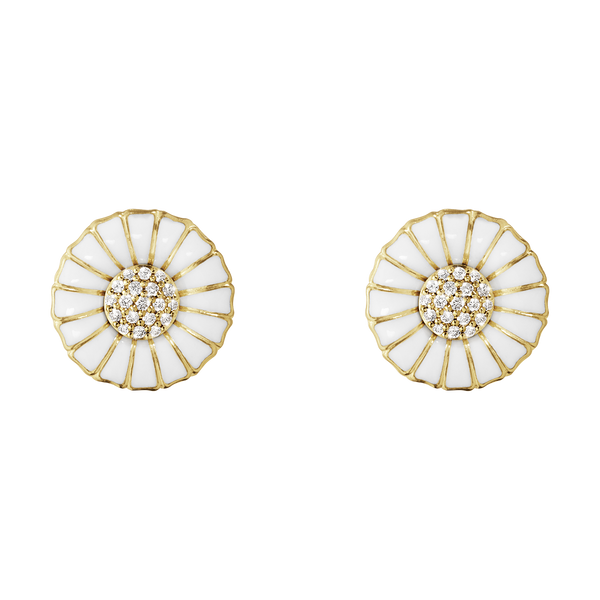 Daisy øreringe med diamanter - forgyldt fra Georg Jensen