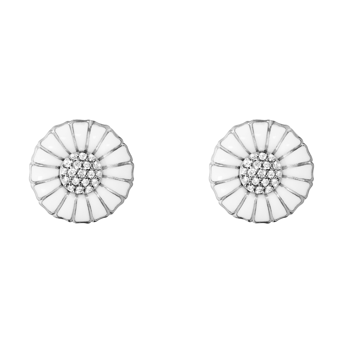 Daisy øreringe med diamanter - sølv fra Georg Jensen