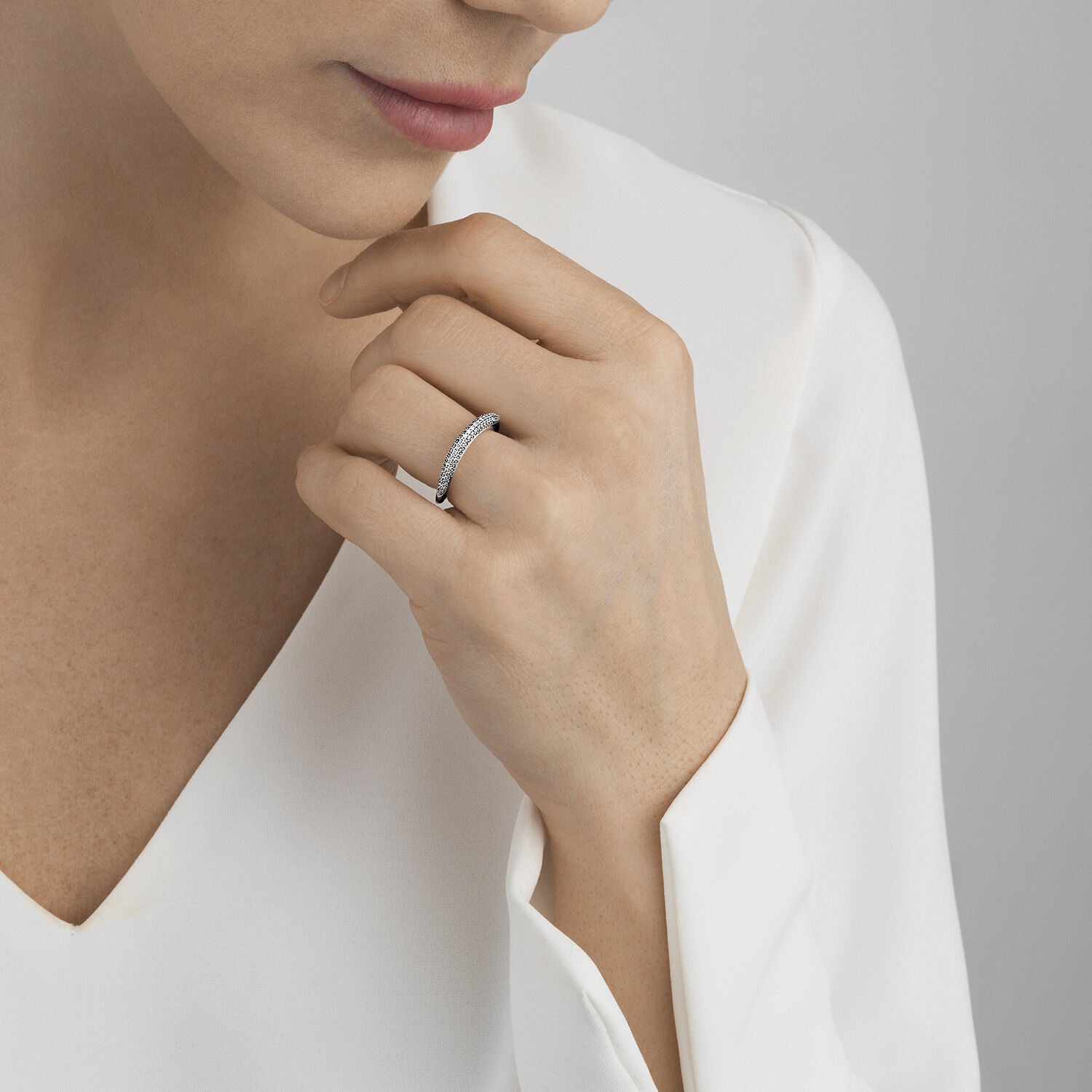 Offspring ring med diamanter - sølv fra Georg Jensen