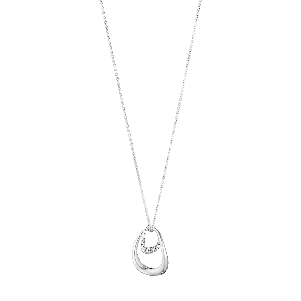 Offspring halskæde med stort vedhæng og diamanter - sølv fra Georg Jensen