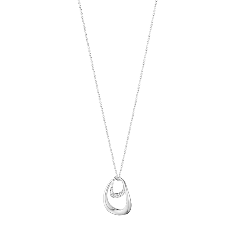 Offspring halskæde med stort vedhæng og diamanter - sølv fra Georg Jensen