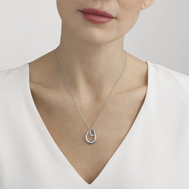 Offspring halskæde med stort vedhæng og diamanter - sølv fra Georg Jensen