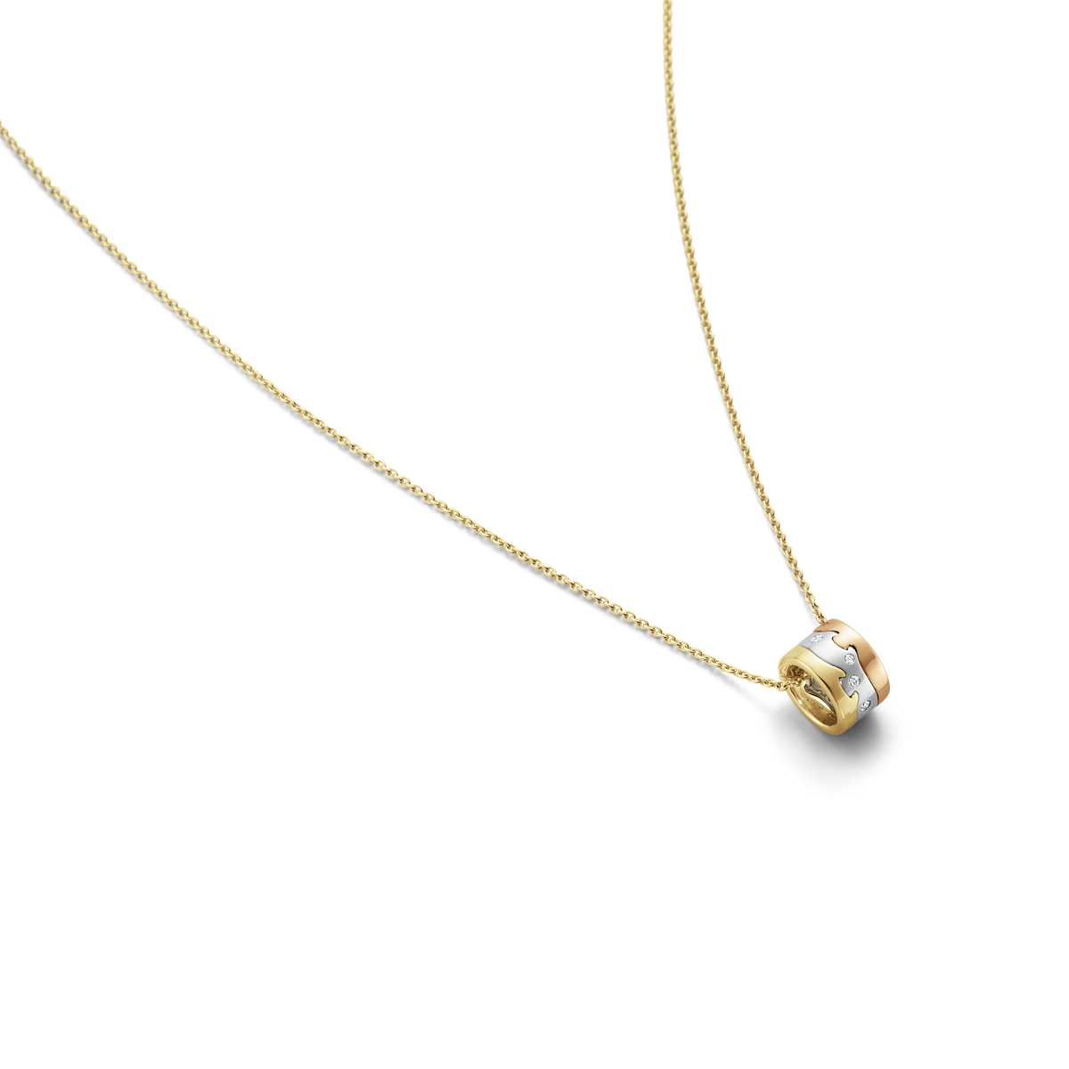 Fusion halskæde med vedhæng, diamanter -  rosaguld, hvidguld og guld fra Georg Jensen
