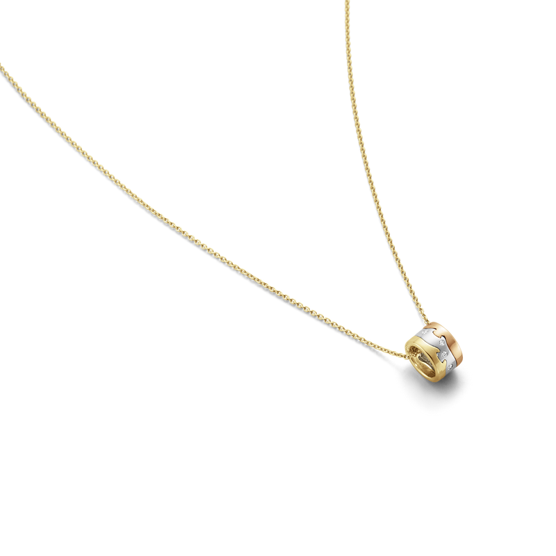 Fusion halskæde med vedhæng, diamanter -  rosaguld, hvidguld og guld fra Georg Jensen