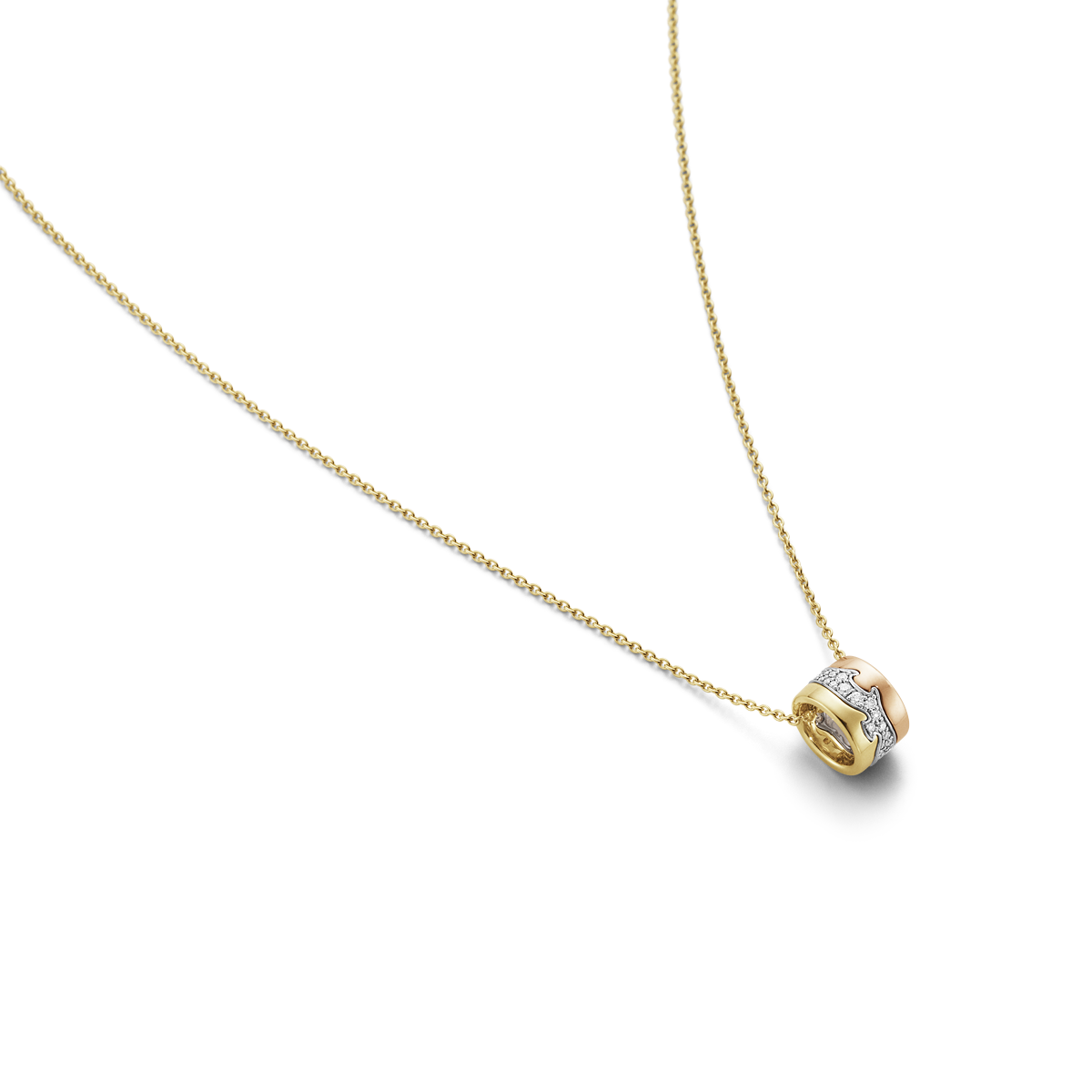 Fusion halskæde vedhæng med diamanter - rosaguld, hvidguld og guld fra Georg Jensen