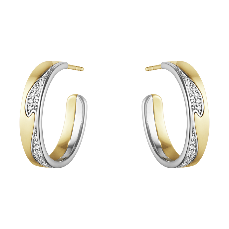 Fusion ørering med diamanter - hvidguld og guld fra Georg Jensen