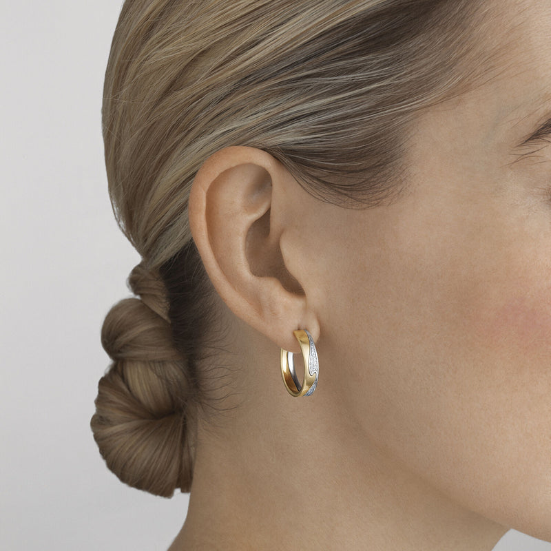 Fusion ørering med diamanter - hvidguld og guld fra Georg Jensen