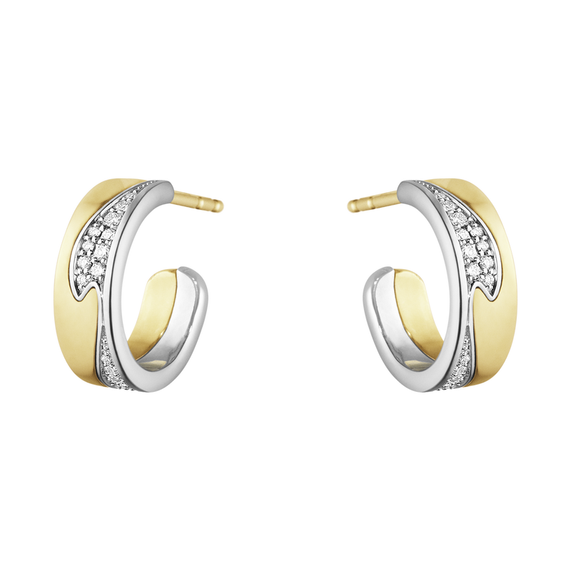 Fusion øreringe med diamanter - hvidguld og guld fra Georg Jensen