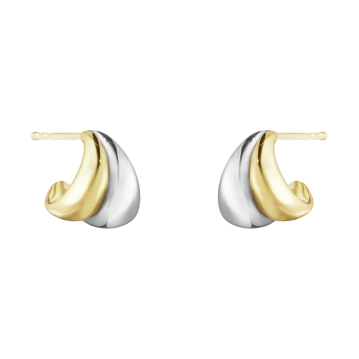 Curve øreringe små - guld og sølv fra Georg Jensen