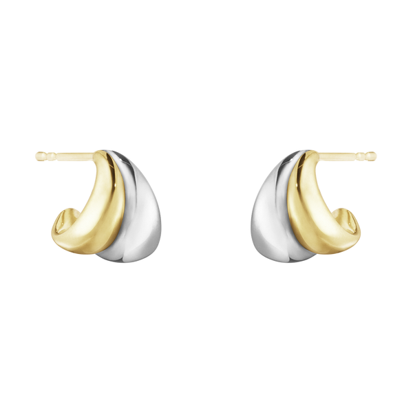 Curve øreringe små - guld og sølv fra Georg Jensen