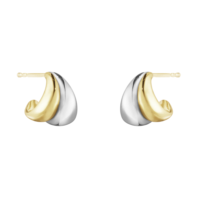 Curve øreringe små - guld og sølv fra Georg Jensen