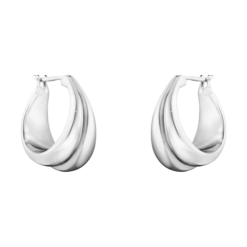 Curve øreringe store - sølv fra Georg Jensen