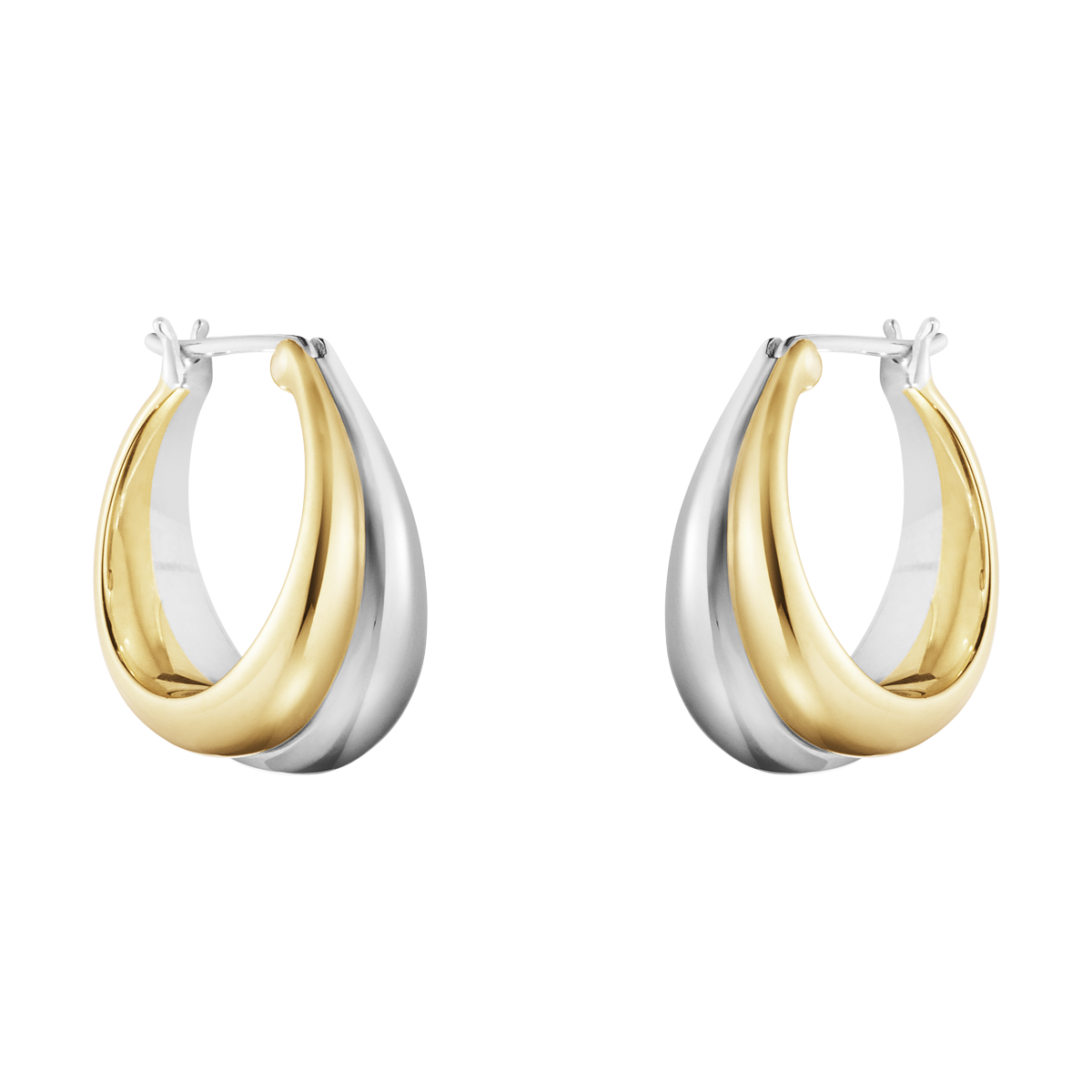 Curve øreringe store - guld og sølv fra Georg Jensen