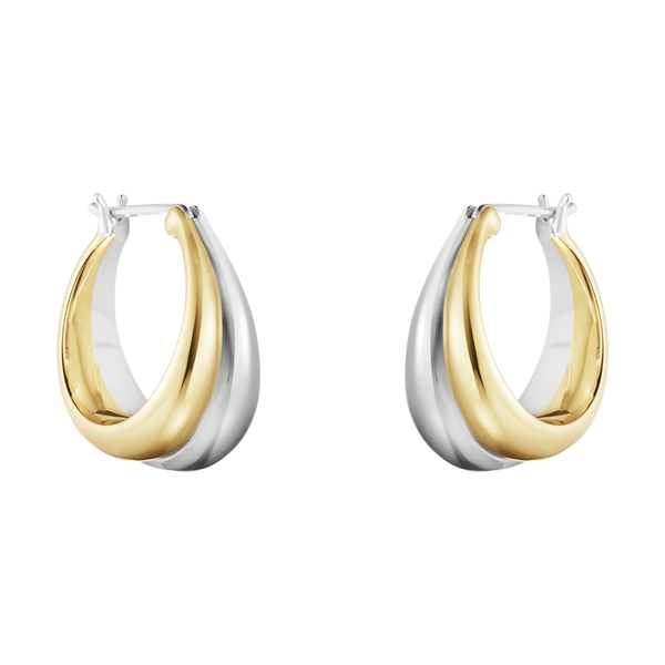 Curve øreringe store - guld og sølv fra Georg Jensen
