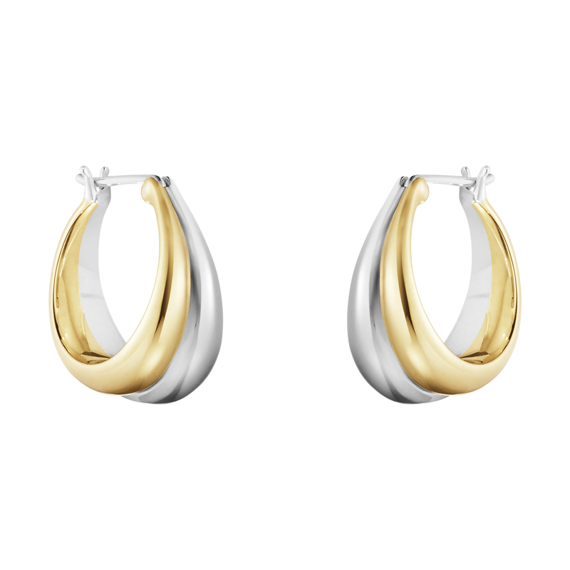 Curve øreringe store - guld og sølv fra Georg Jensen