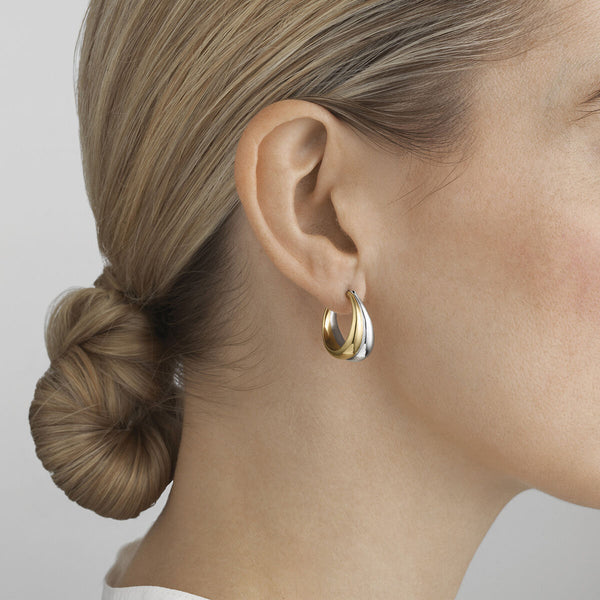 Curve øreringe store - guld og sølv fra Georg Jensen