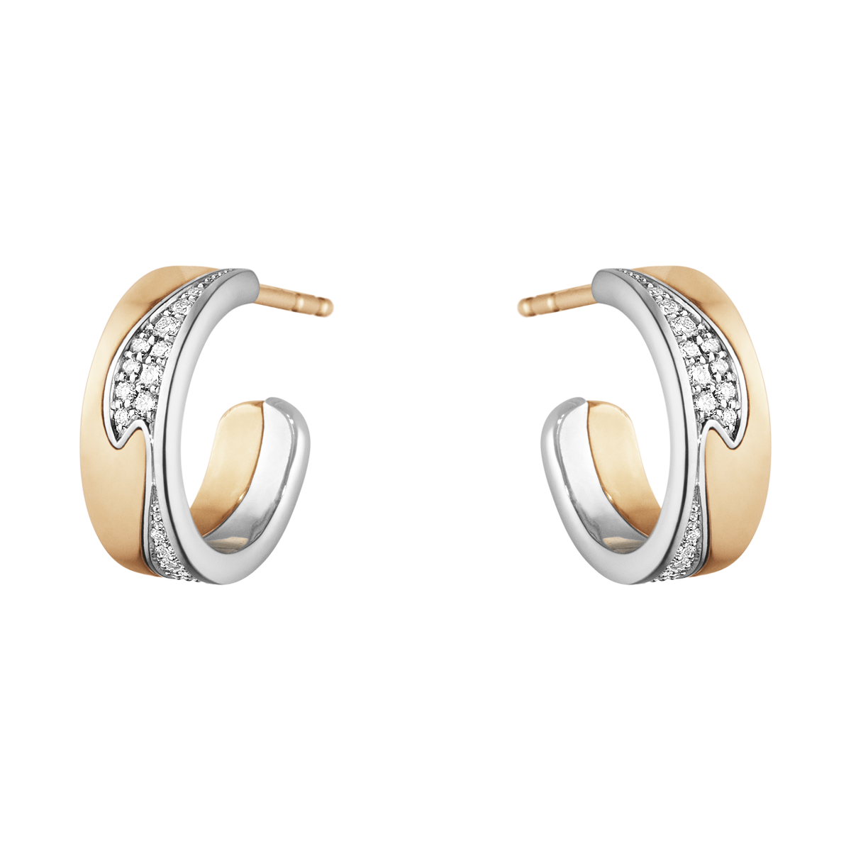 Fusion øreringe med diamanter - rosaguld og hvidguld fra Georg Jensen