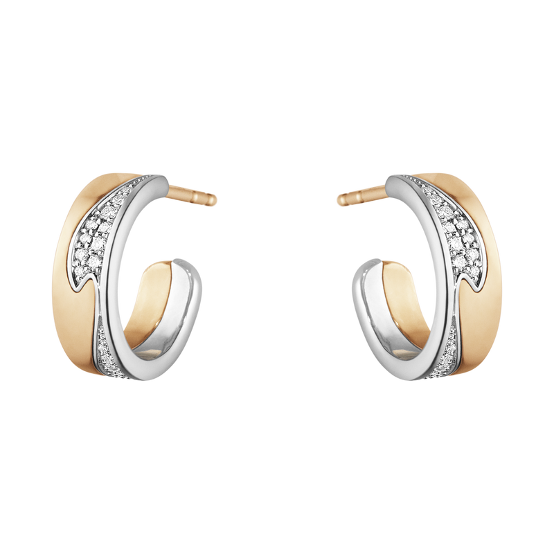 Fusion øreringe med diamanter - rosaguld og hvidguld fra Georg Jensen
