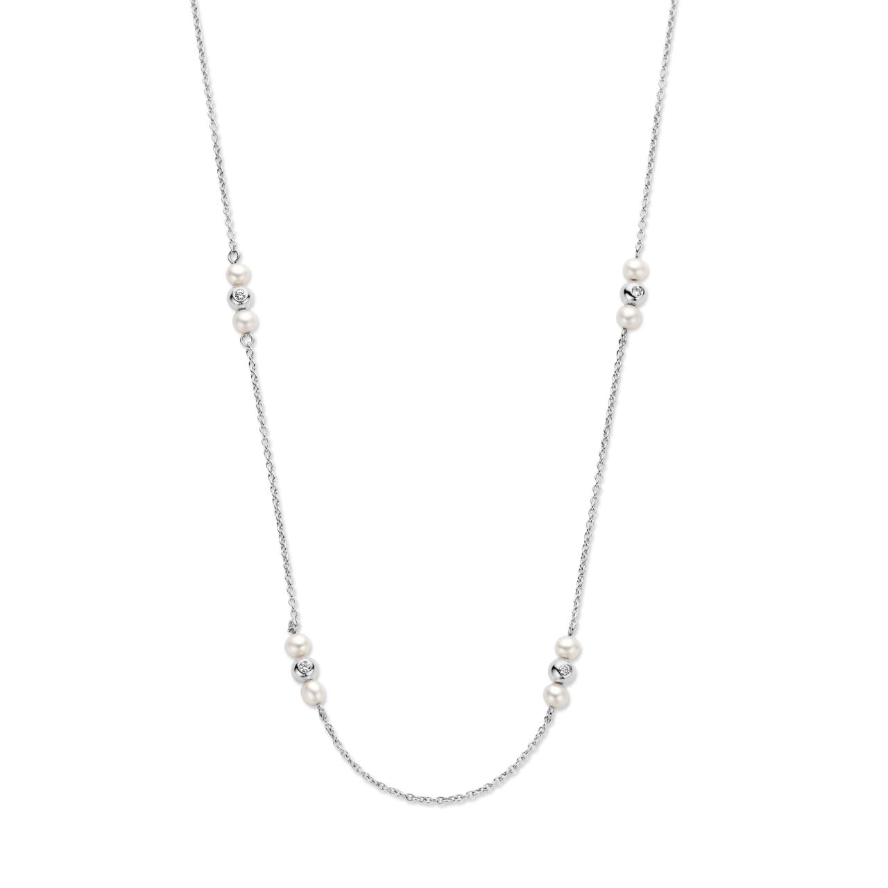 Ophelia halskæde 45 cm - 14 kt. hvidguld med brillantslebne diamanter fra Spirit Icons