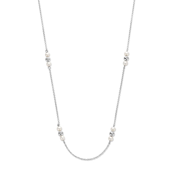Ophelia halskæde 45 cm - 14 kt. hvidguld med brillantslebne diamanter fra Spirit Icons