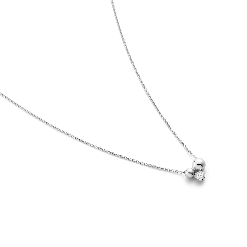 Moonlight Grapes halskæde med vedhæng og diamant - oxideret sølv fra Georg Jensen