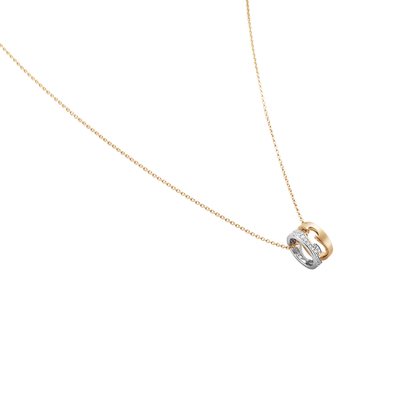 Fusion halskæde åbent vedhaeng med diamanter - rosaguld og hvidguld fra Georg Jensen