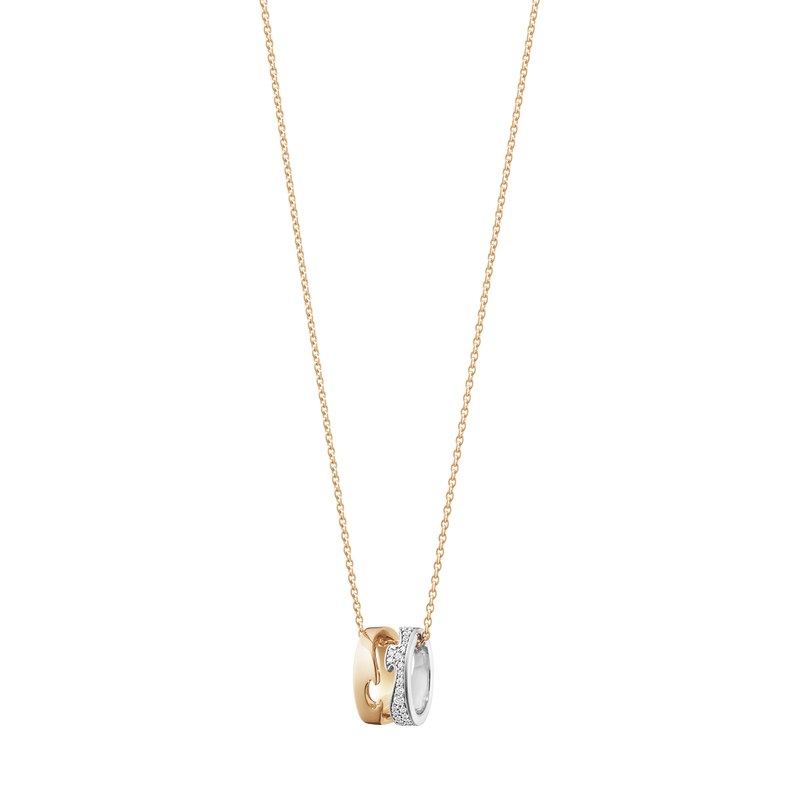 Fusion halskæde åbent vedhaeng med diamanter - rosaguld og hvidguld fra Georg Jensen