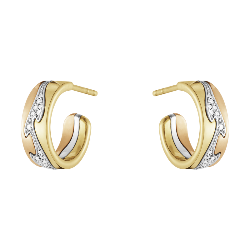 Fusion øreringe med diamanter - rosaguld, hvidguld og guld fra Georg Jensen