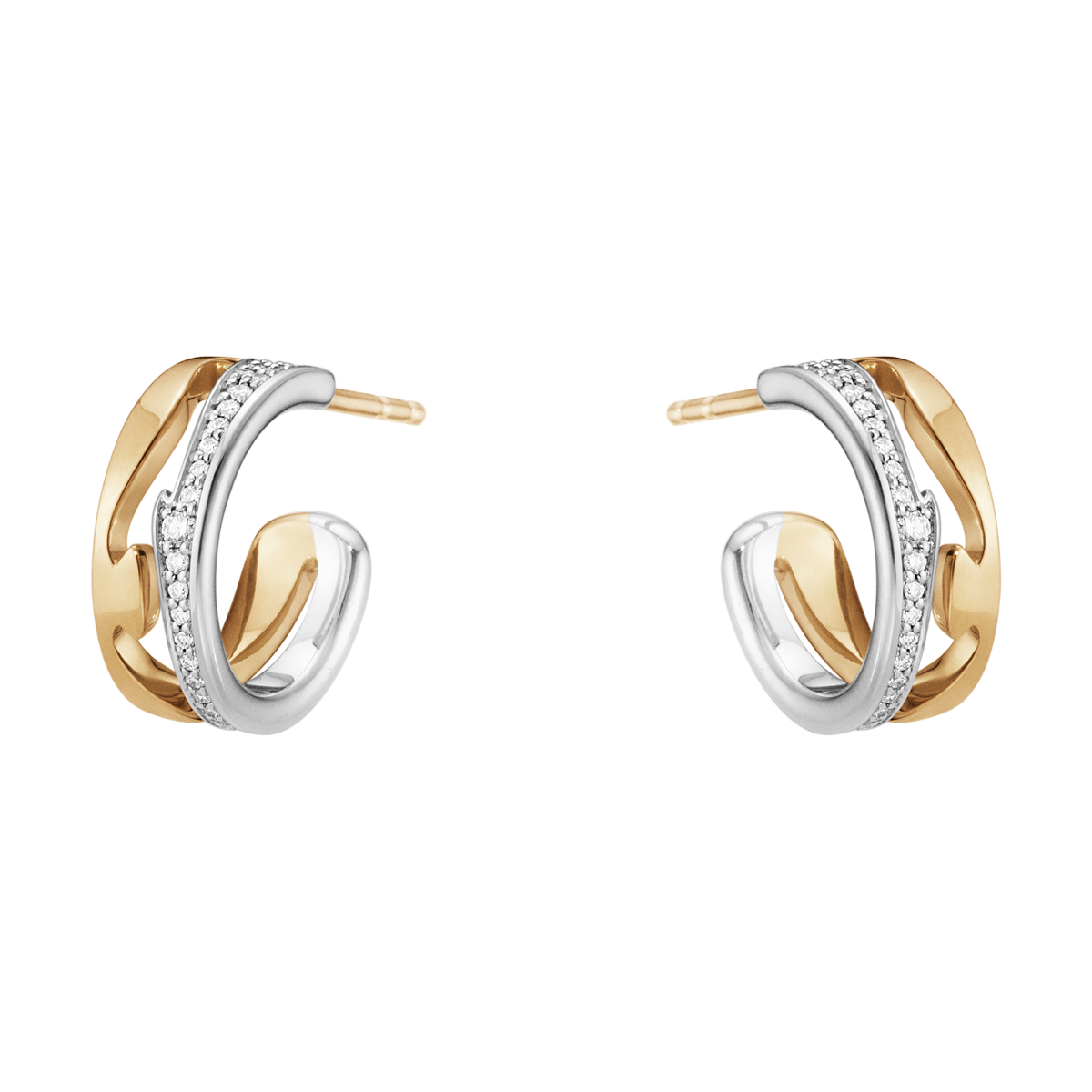 Fusion øreringe med diamanter - rosaguld og hvidguld fra Georg Jensen