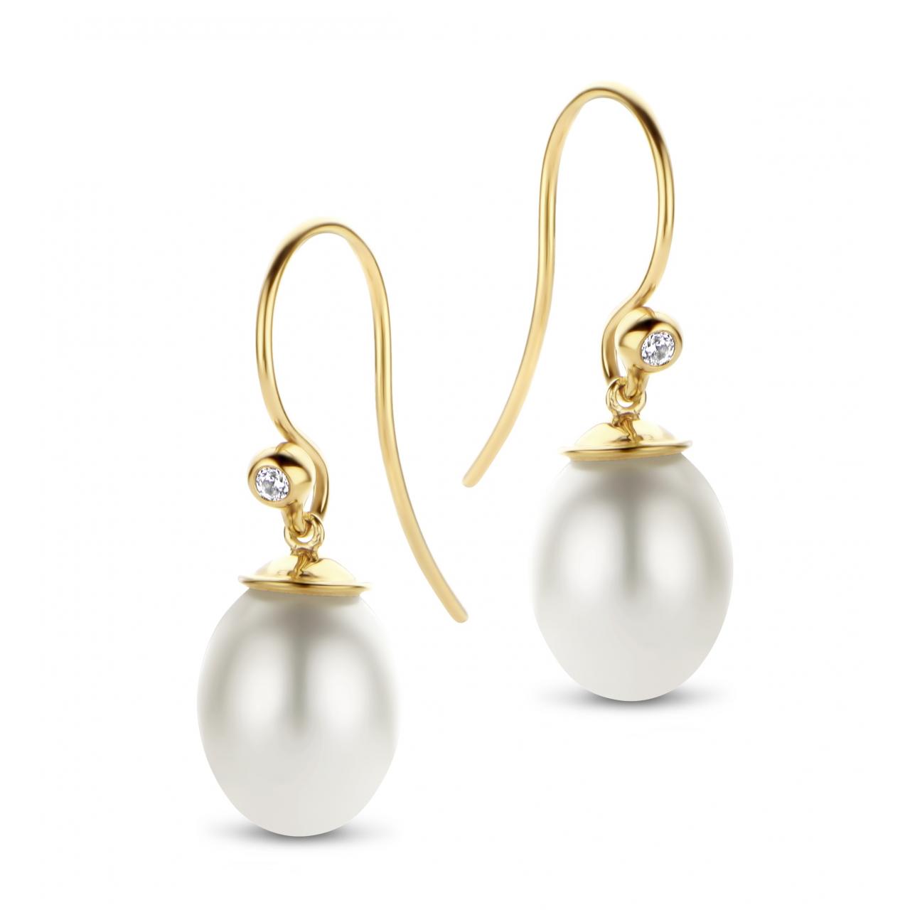 Figaro øreringe pearl - sterlingsølv forgyldt fra Spirit Icons