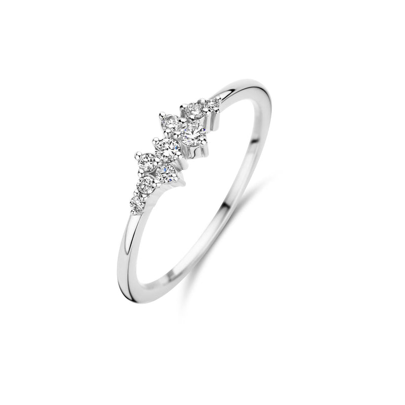 Sunrise ring - 14kt. hvidguld med brillantslebne diamanter fra Spirit Icons
