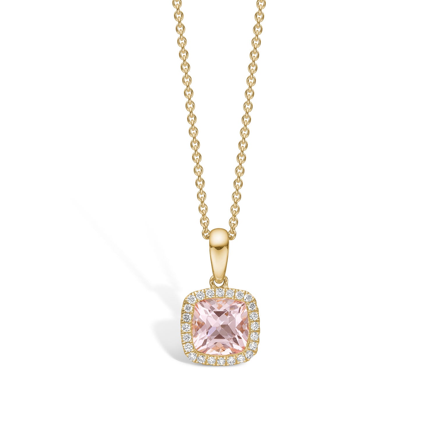 Flora Guldvedhæng med pink morganite og diamanter