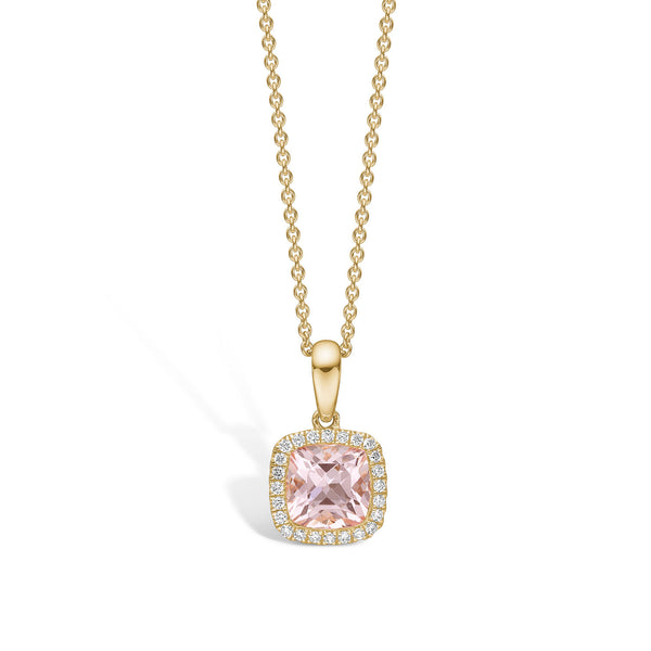 Flora Guldvedhæng med pink morganite og diamanter