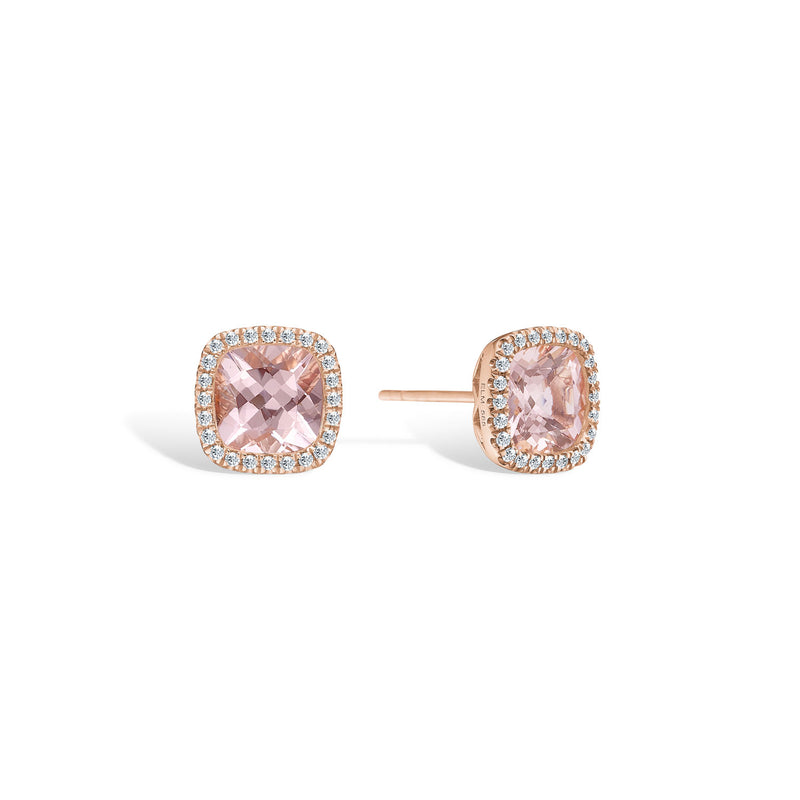 Flora øreringe med diamanter og rosakvarts