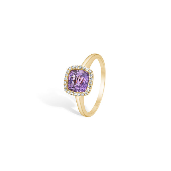 Flora ring med diamanter og ametyst