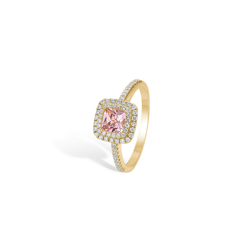 Lotus Ring med diamanter og pink morganite