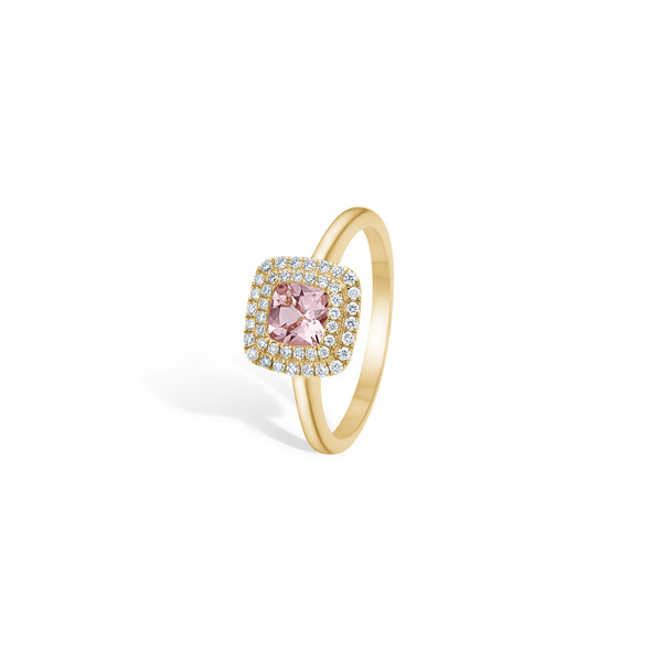 Lotus ring med diamanter og pink morganite