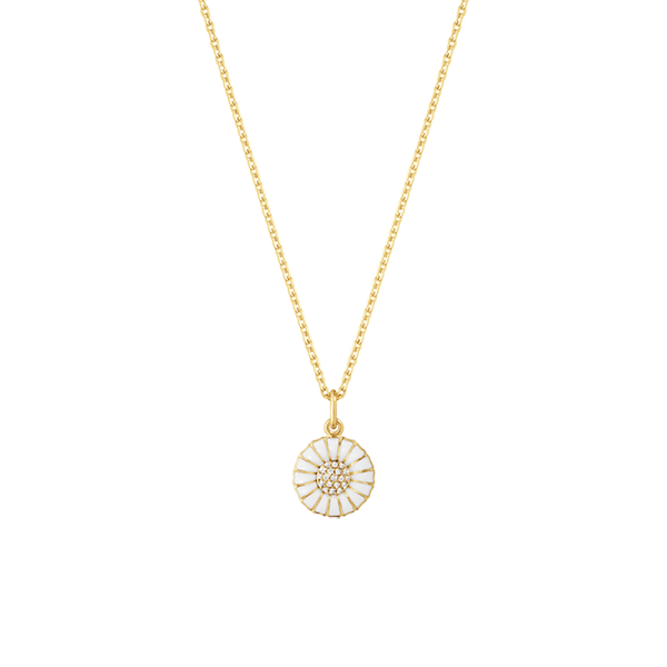 Daisy halskæde med lille vedvæng og diamanter - forgyldt fra Georg Jensen